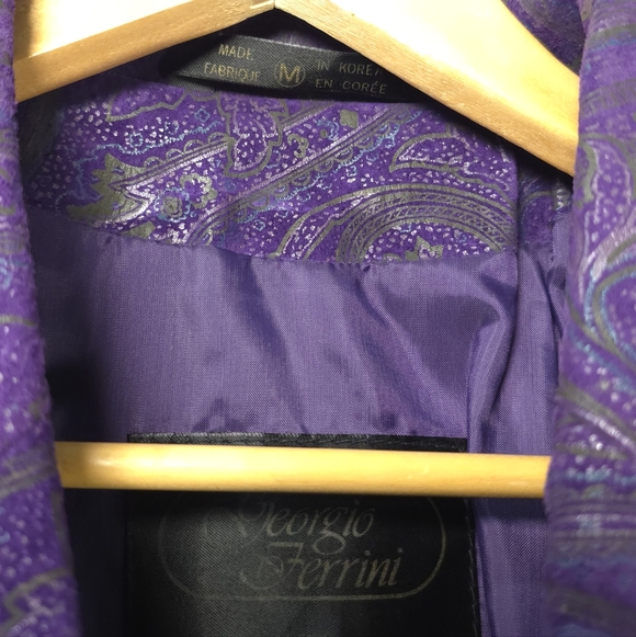 VTG Giorgio Ferrini Purple Suede 80s Cropped Jacket Paisley Boho Biker M - MINT - Picture 5 of 12